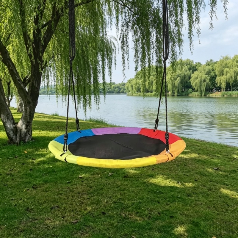 Kids Outdoor Hammock Swing - Runde Oxford-Netz-Hängematte für Kinder mit Hängeseil,