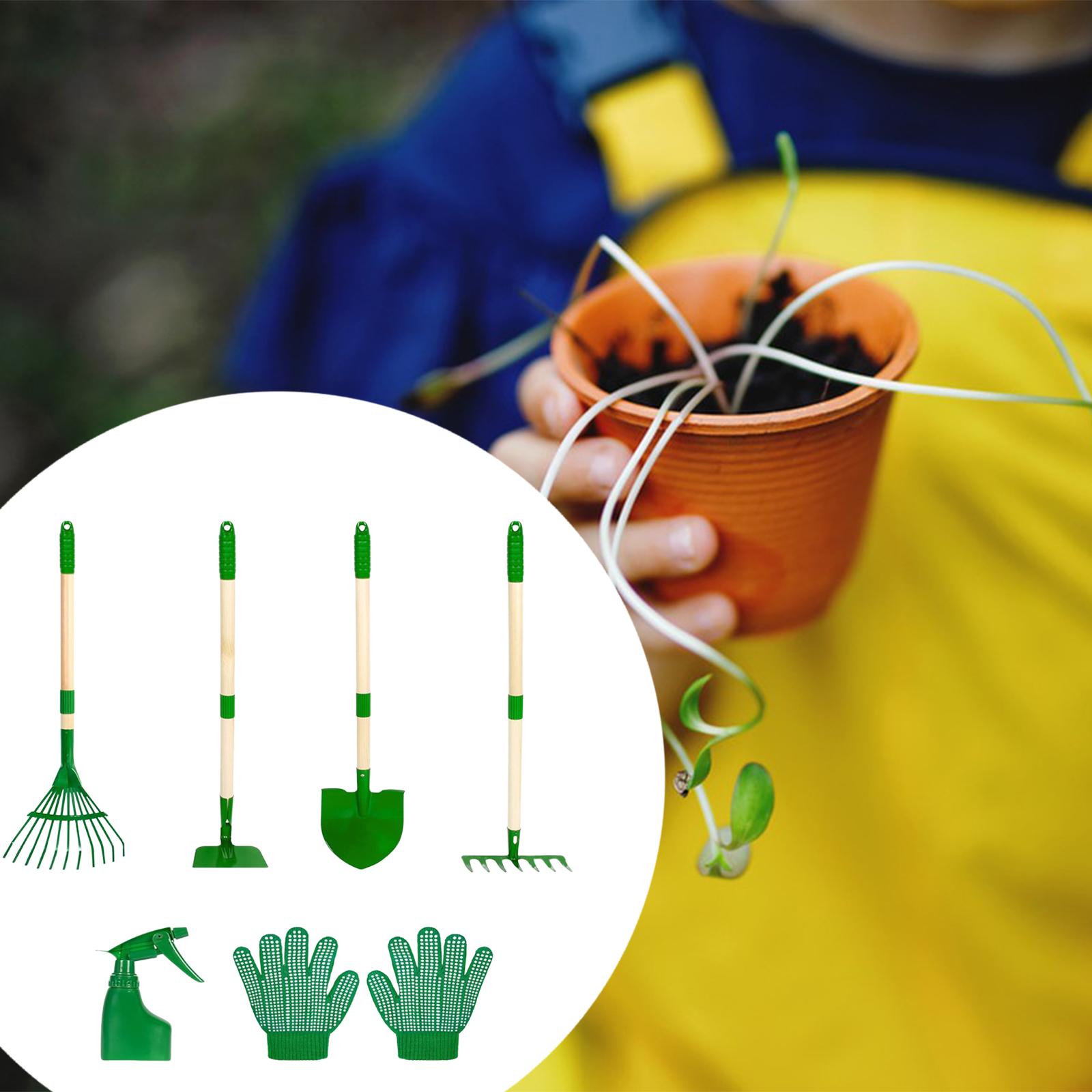 Kids Outdoor Learning Activities - Kinder-Gartengeräte-Set mit Komfortgriff und Sprühflasche für