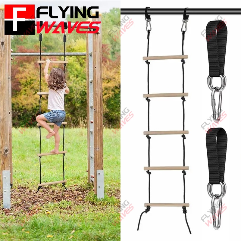 Kids Outdoor Swing And Slide - Kinder Klettern Seil Leiter Holz Schaukel