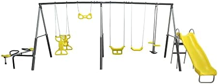Kids Outdoor Swing And Slide - Sun Playground Metall-A-FE-Schaukelset für Kinder mit