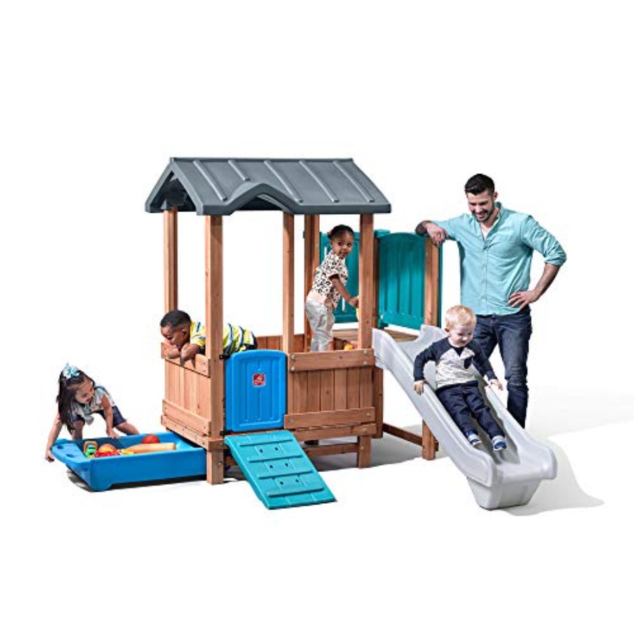 Kids Outdoor Swing And Slide - Woodland Adventure Spielhaus & Rutsche, Kinder-Spielset
