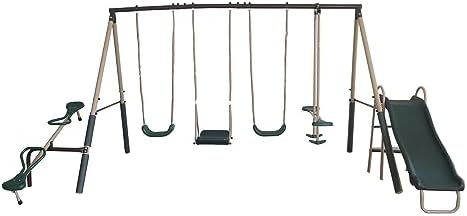 Kids Outdoor Swing And Slide - Outdoor-Spielset für Kinder aus Metall mit