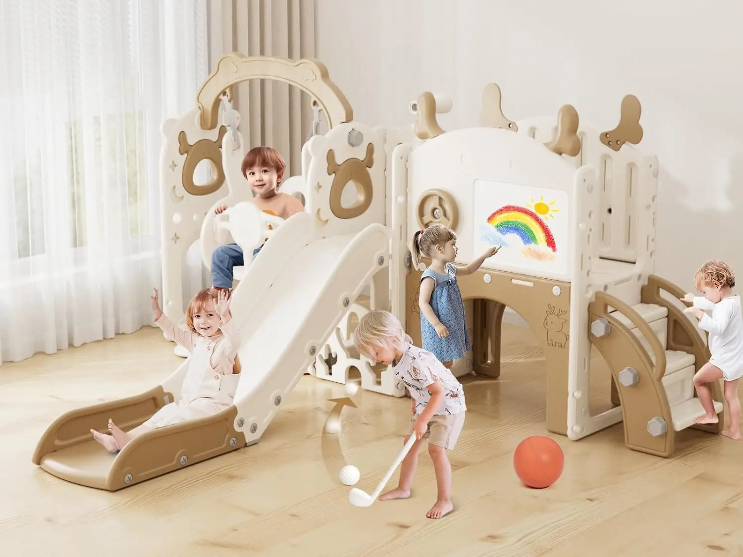 Kids Outdoor Swing And Slide - 13-in-1 Rutsch- und Schaukelset für Kleinkinder,