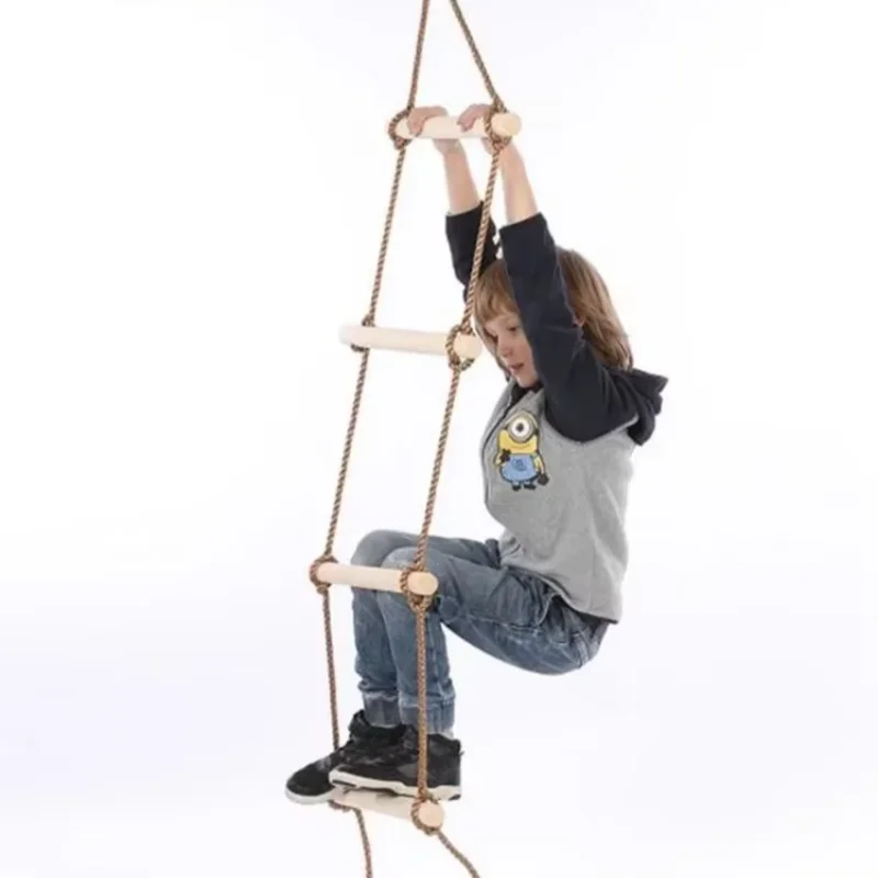 Kids Outdoor Swing And Slide - Kinder-Kletterseil-Leiter aus Holz Kinderschaukel für Drinnen
