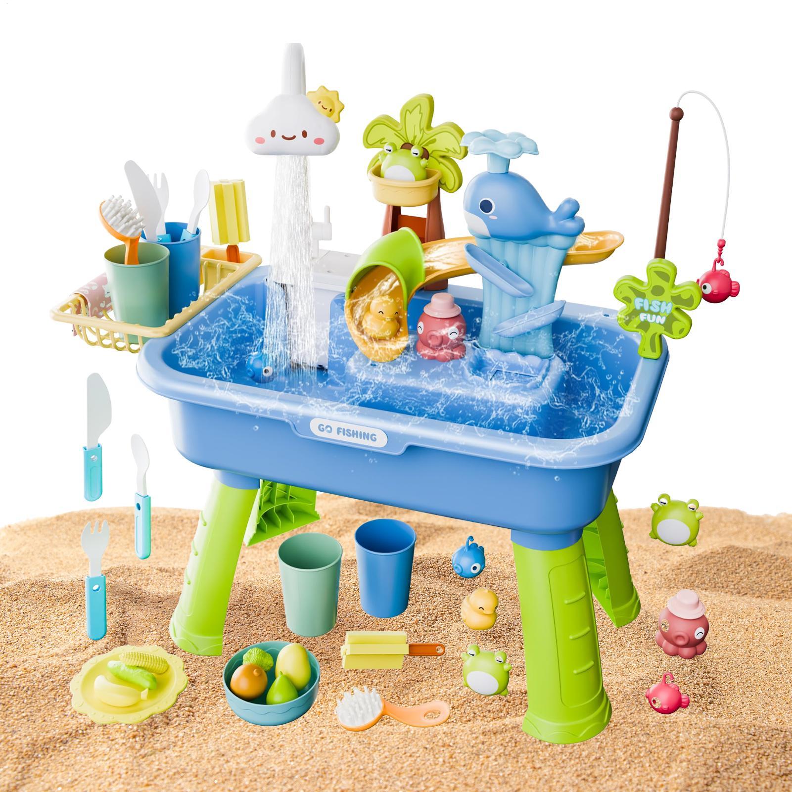 Kids Outdoor Sink - Elektrisches Kinderküchen-Spielzeug: Wasserspiel-Becken mit Fischfang und