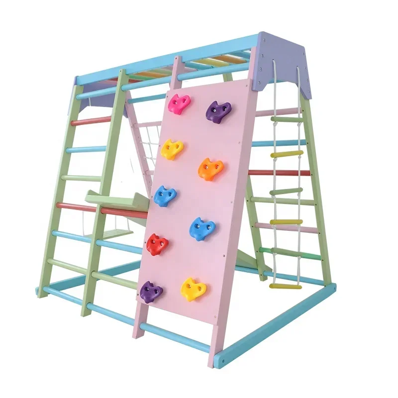 Kids Outdoor Swing And Slide - Kinder-Klettergerüst aus Holz für drinnen mit