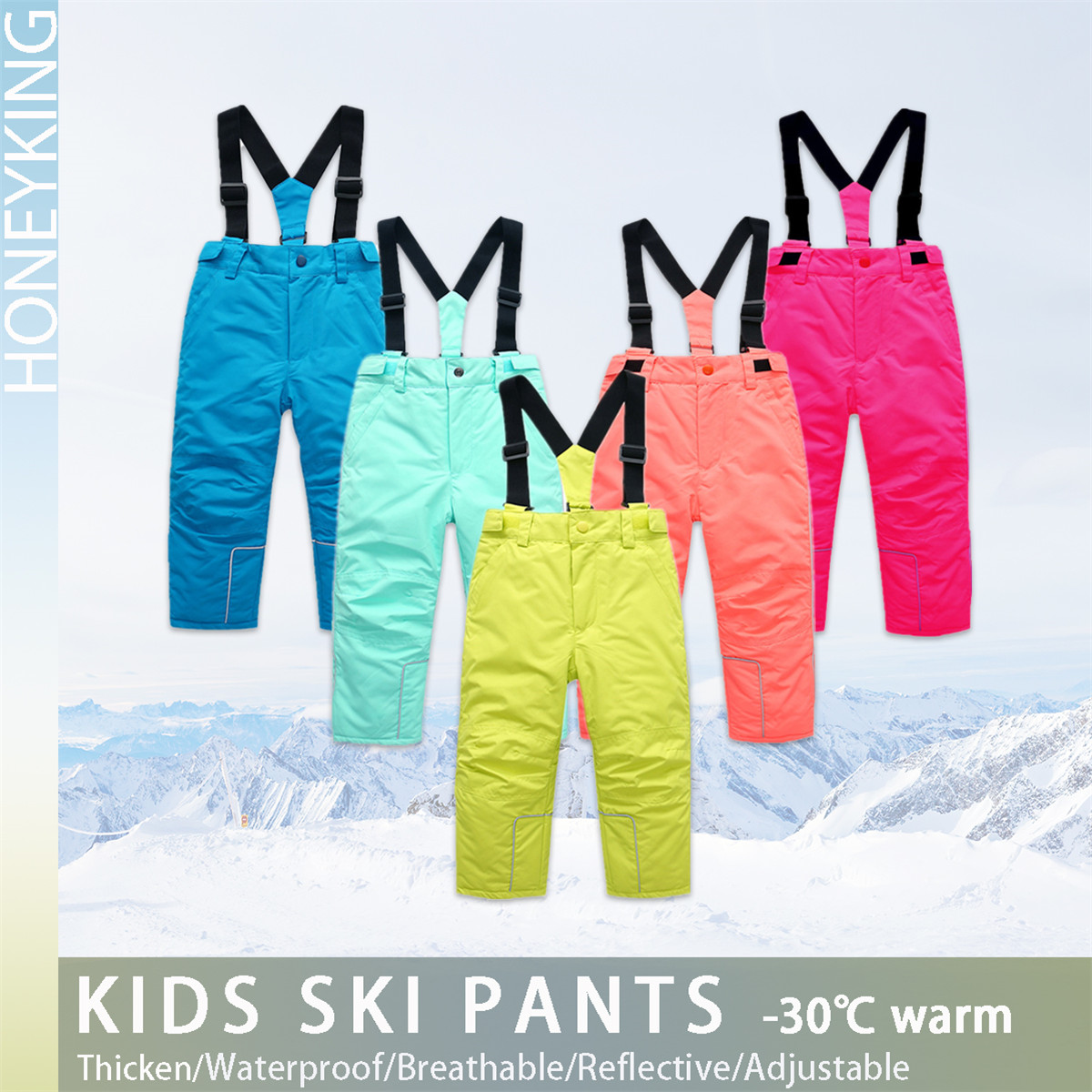 Kids Outdoor Overalls - HONEYKING Kinder Ski Hosen Winter Im