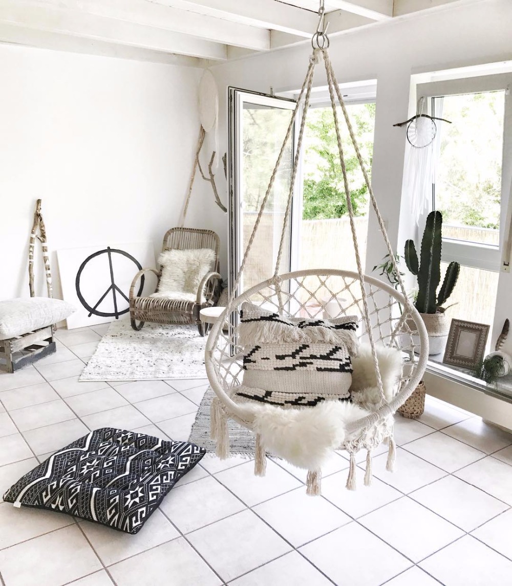 Kids Outdoor Hammock Swing - 2025 Nordic Garten Handgemachte Gestrickte Runde