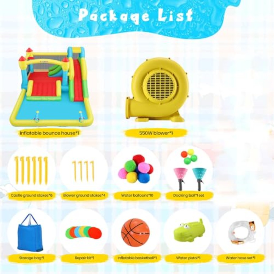 Aufblasbare Wasser-Hüpfburg fü – Kids Outdoor House With Slide Bewertung und Preis