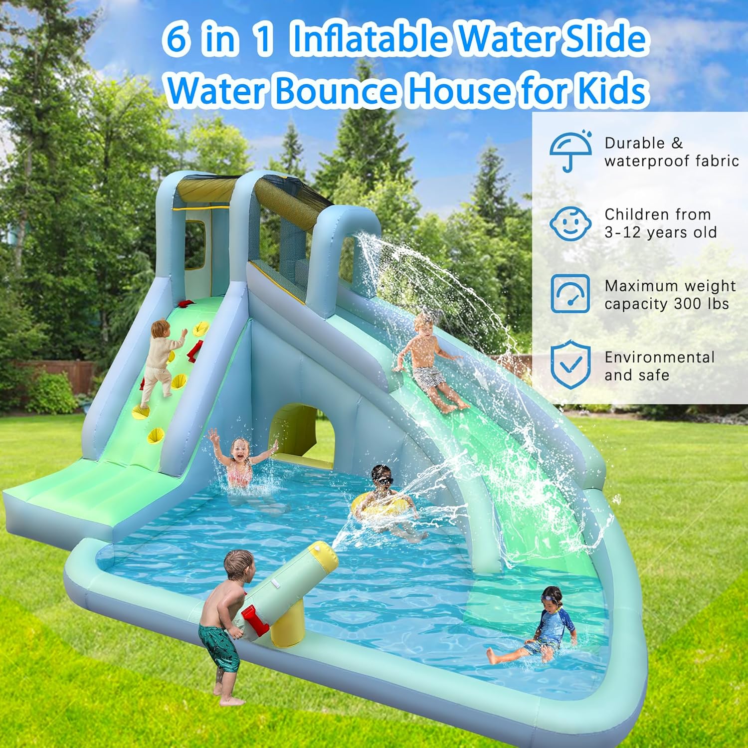 6-in-1 Aufblasbares Kinder-Hüp – Kids Outdoor House With Slide Bewertung und Preis