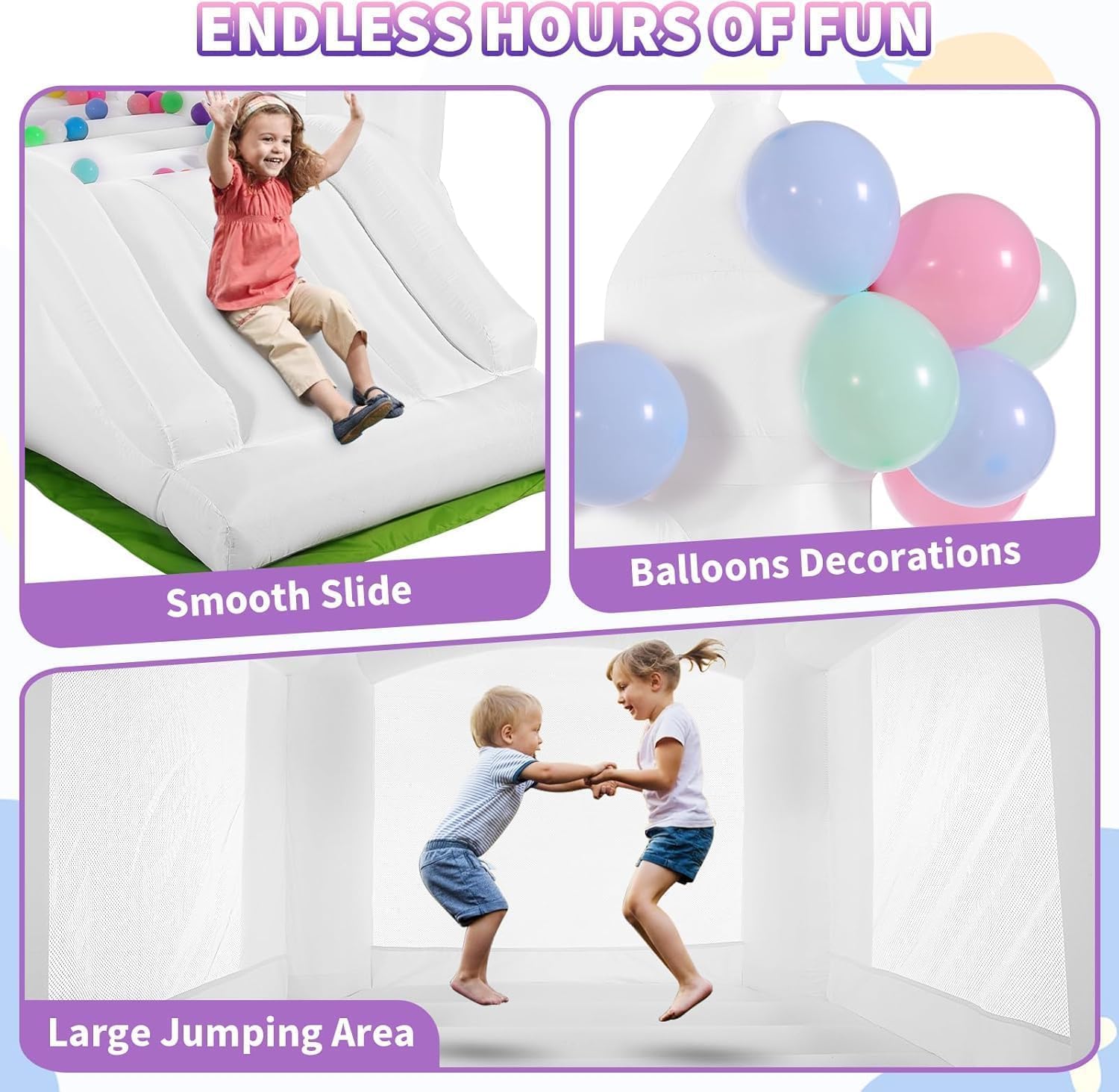 Weißes Hüpfburg-Set für drinne – Kids Outdoor House With Slide Bewertung und Preis