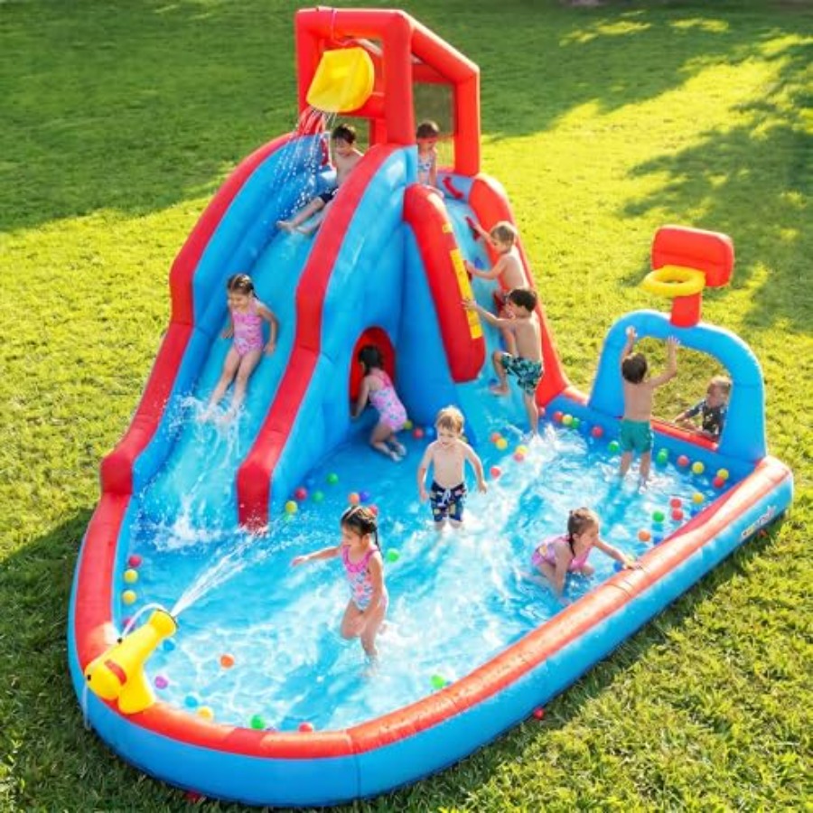 Aufblasbare Wasserrutsche mit  – Kids Outdoor House With Slide Bewertung und Preis