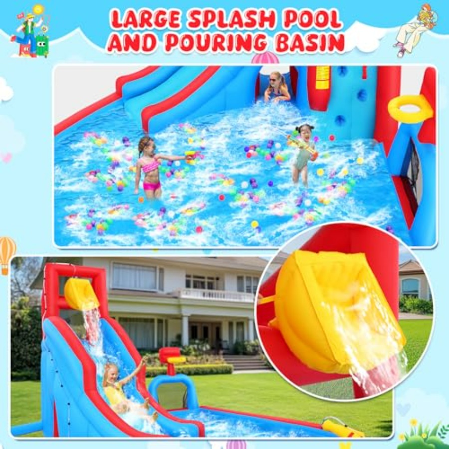 Aufblasbare Wasserrutsche mit  – Kids Outdoor House With Slide Bewertung und Preis