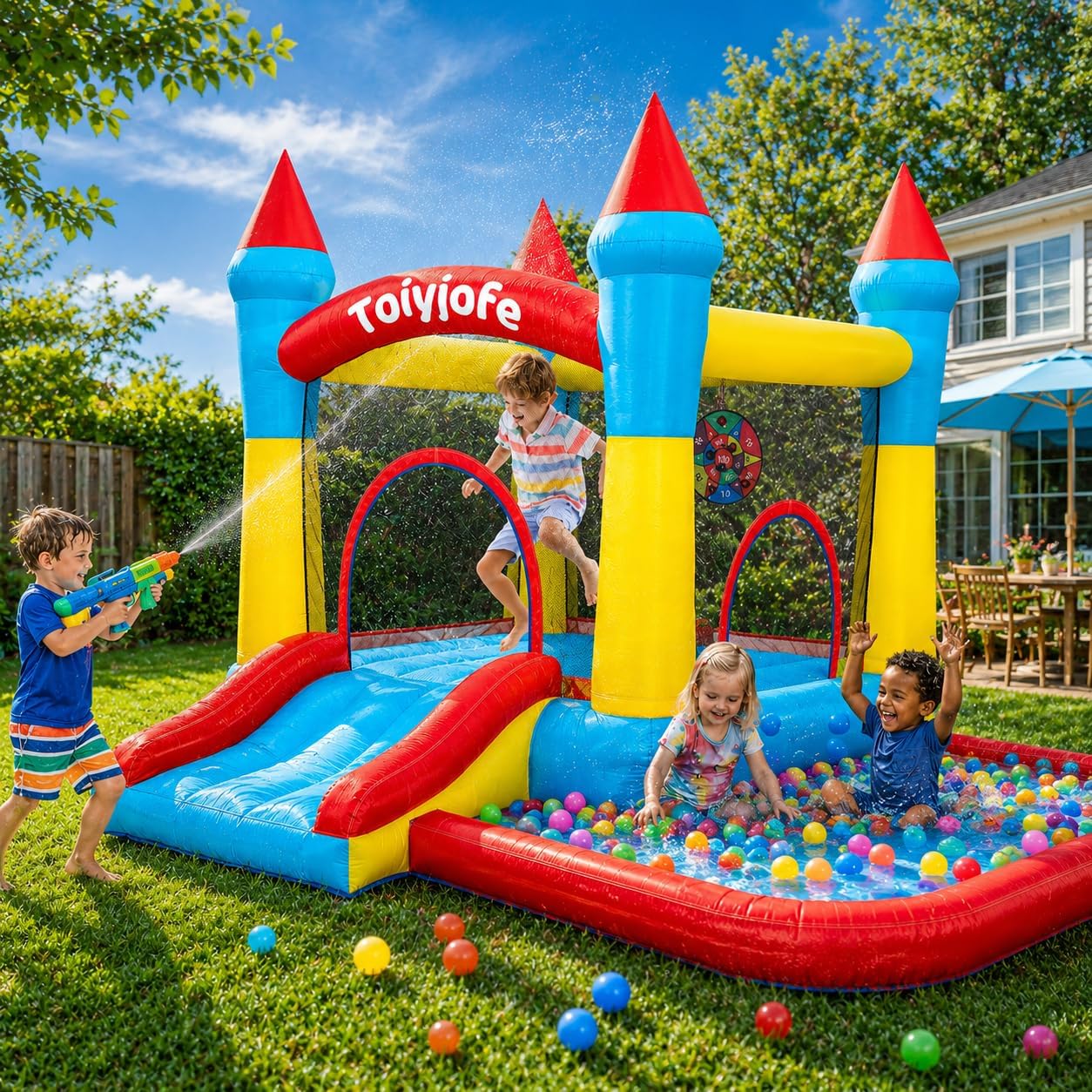 Hüpfburg für Kinder von 3-6 Ja – Kids Outdoor House With Slide Bewertung und Preis