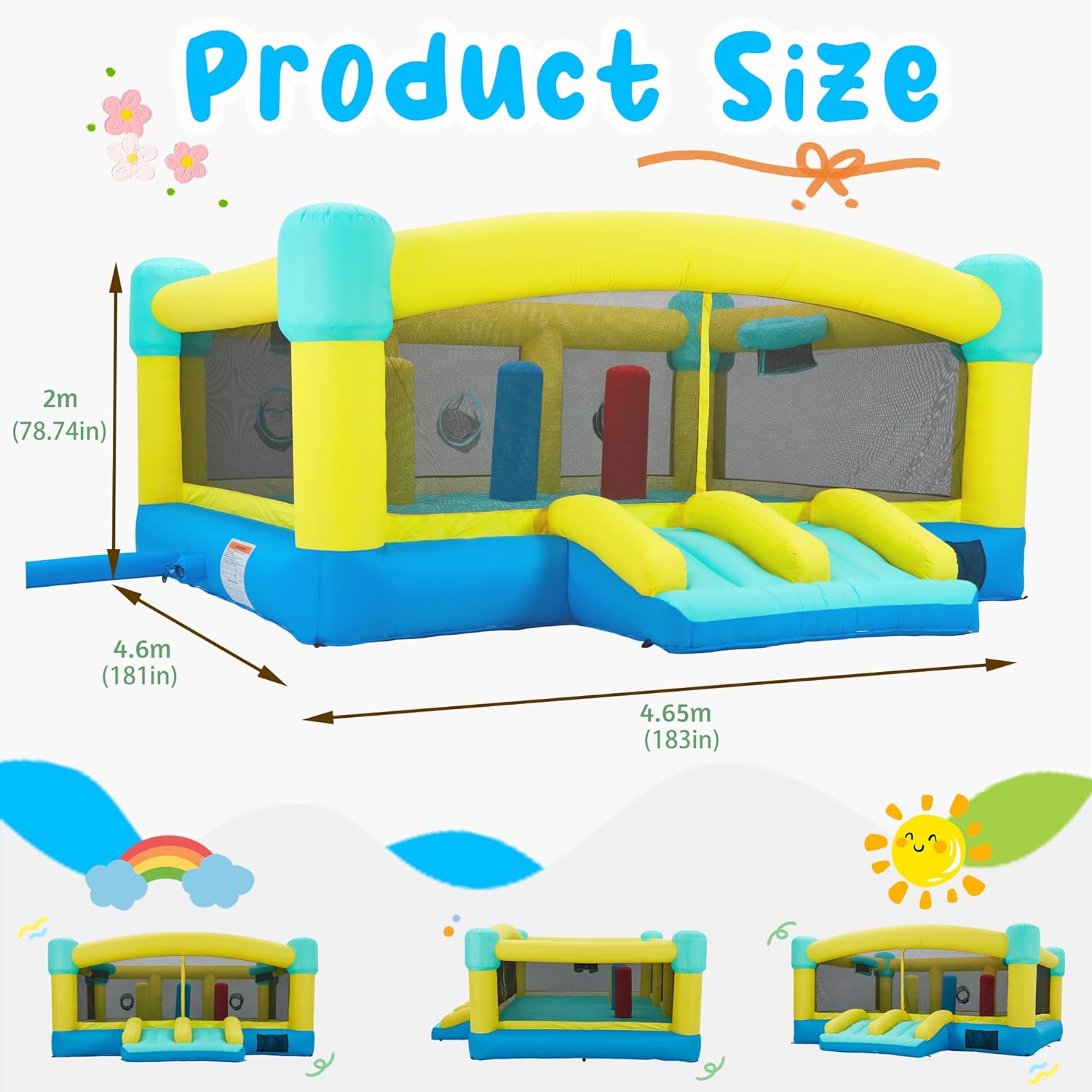 Große Hüpfburg, 15 x 14,8 FT a – Kids Outdoor House With Slide Bewertung und Preis