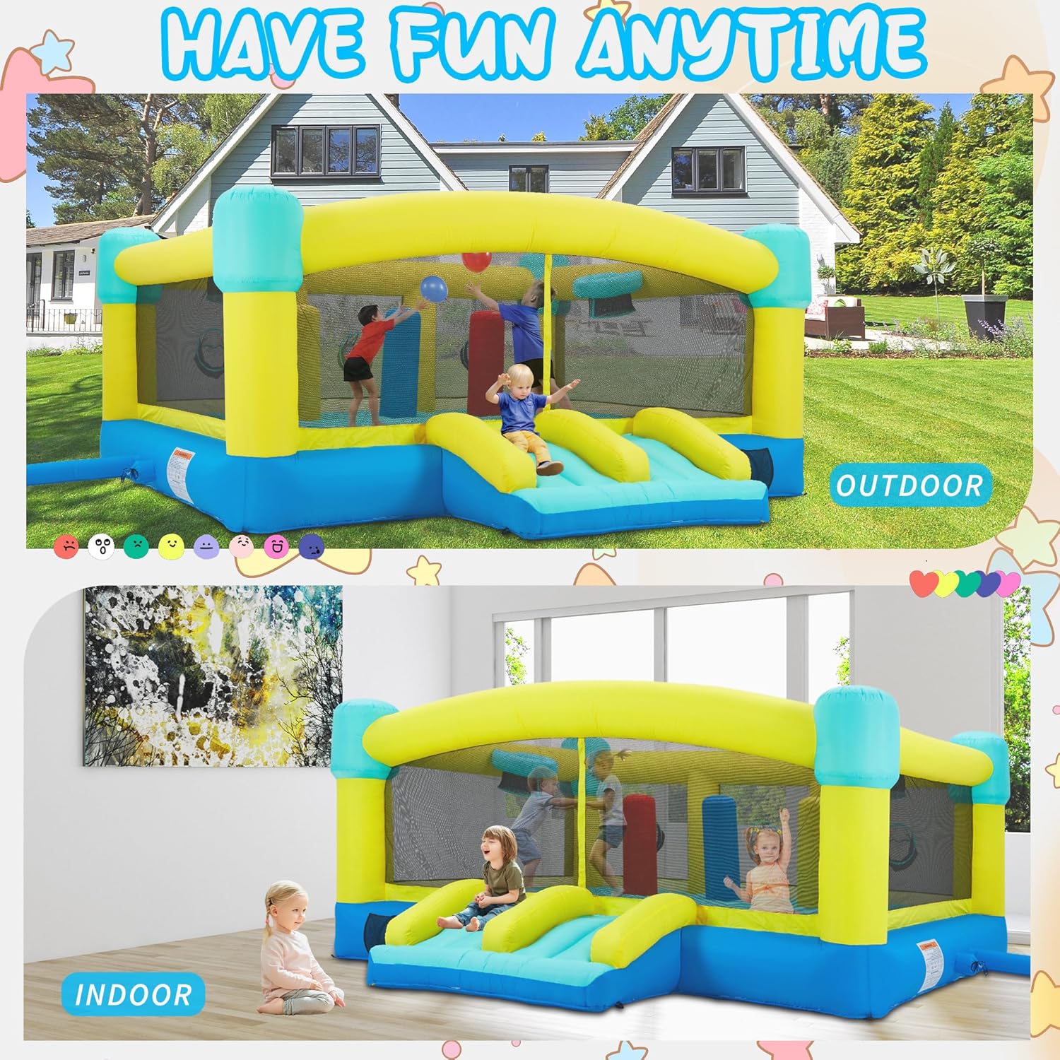 Große Hüpfburg, 15 x 14,8 FT a – Kids Outdoor House With Slide Bewertung und Preis