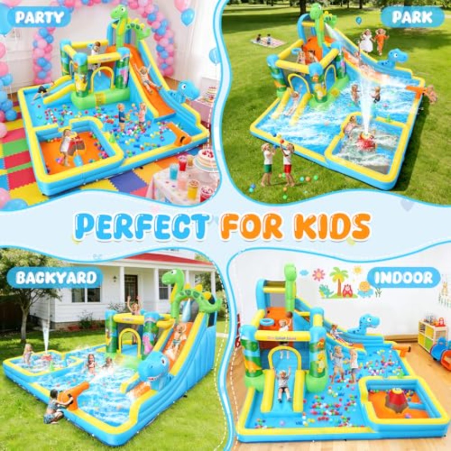 Aufblasbare Wasserrutsche für  – Kids Outdoor House With Slide Bewertung und Preis
