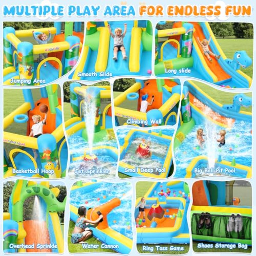 Aufblasbare Wasserrutsche für  – Kids Outdoor House With Slide Bewertung und Preis