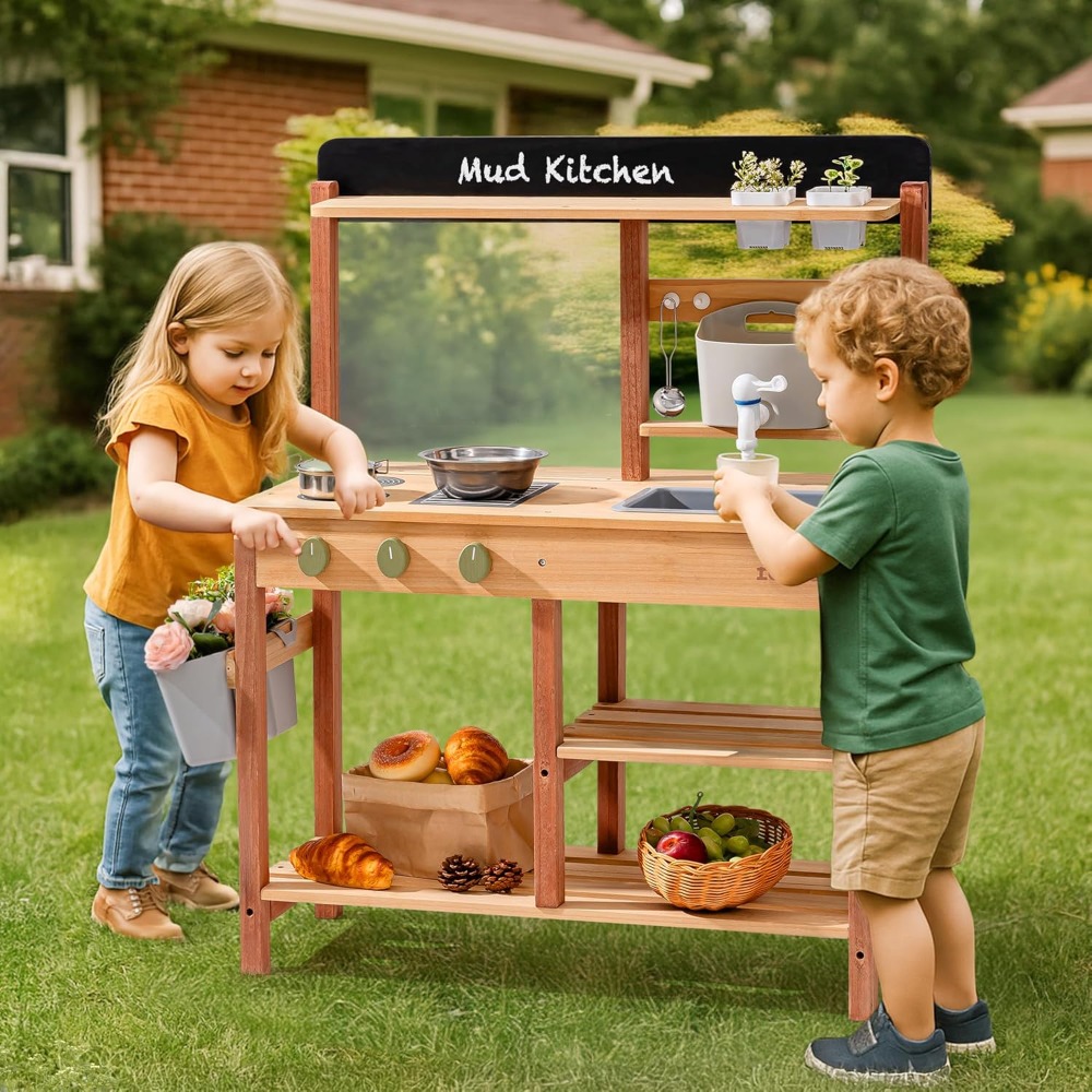 US-Versand: Holz-Schlammküche  – Kids Outdoor Sink Bewertung und Preis