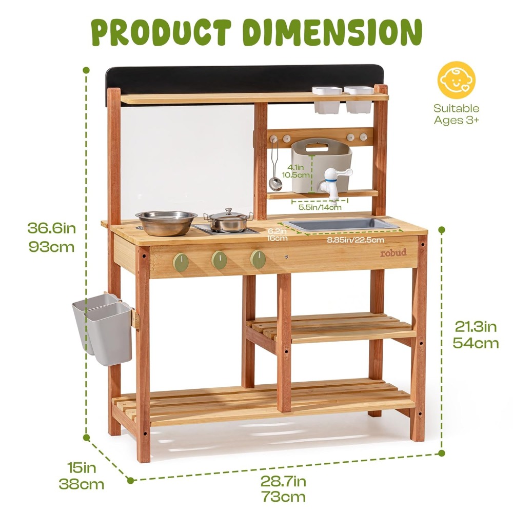 US-Versand: Holz-Schlammküche  – Kids Outdoor Sink Bewertung und Preis