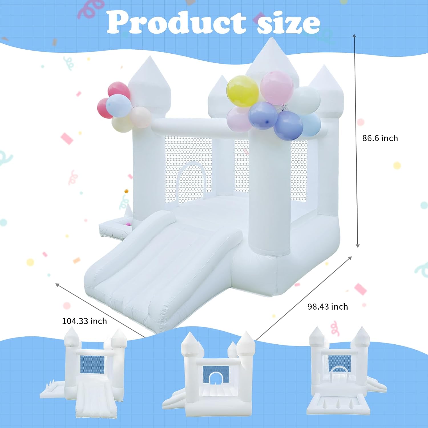 Weißes Hüpfhaus, Indoor- und O – Kids Outdoor House With Slide Bewertung und Preis