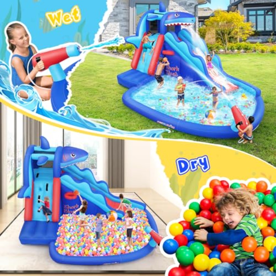 Aufblasbare Wasserrutsche mit  – Kids Outdoor House With Slide Bewertung und Preis