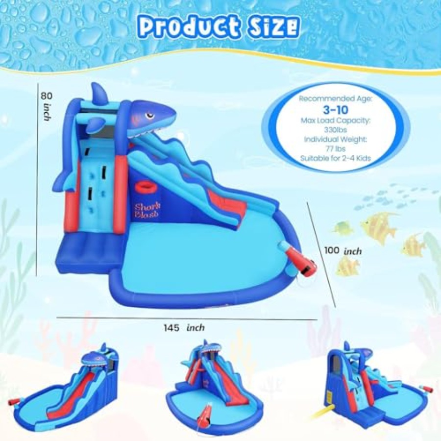 Aufblasbare Wasserrutsche mit  – Kids Outdoor House With Slide Bewertung und Preis