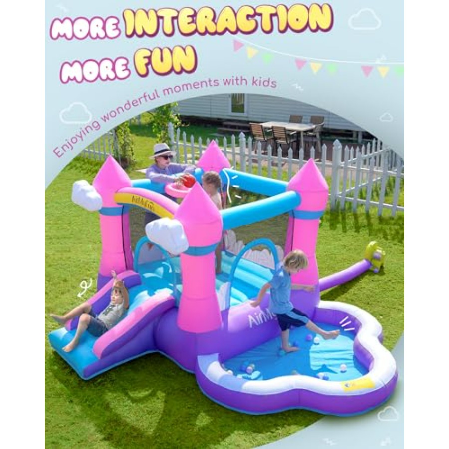 Rosa aufblasbare Hüpfburg für  – Kids Outdoor House With Slide Bewertung und Preis