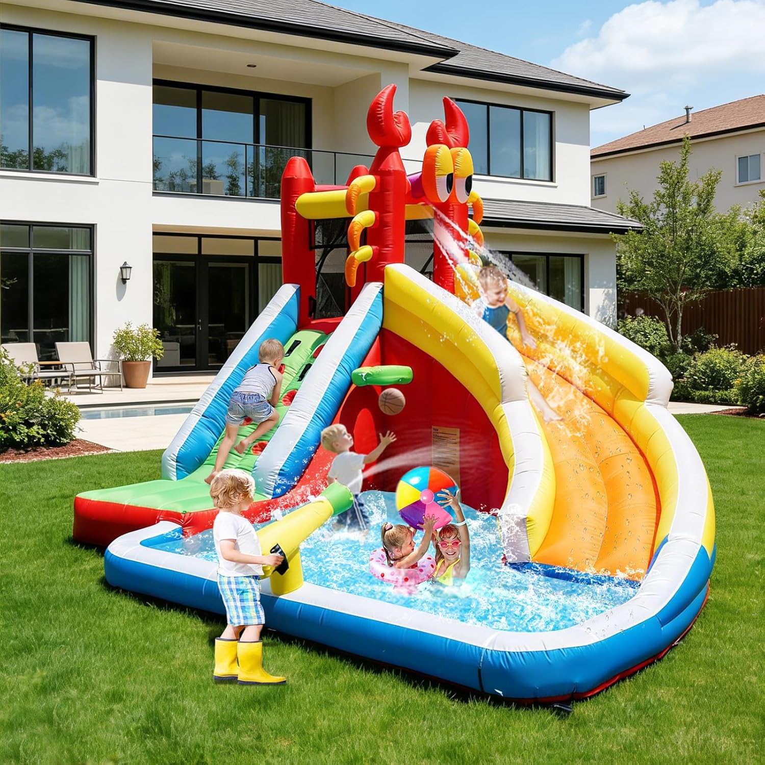 Großes Aufblasbares Hüpfhaus m – Kids Outdoor House With Slide Bewertung und Preis