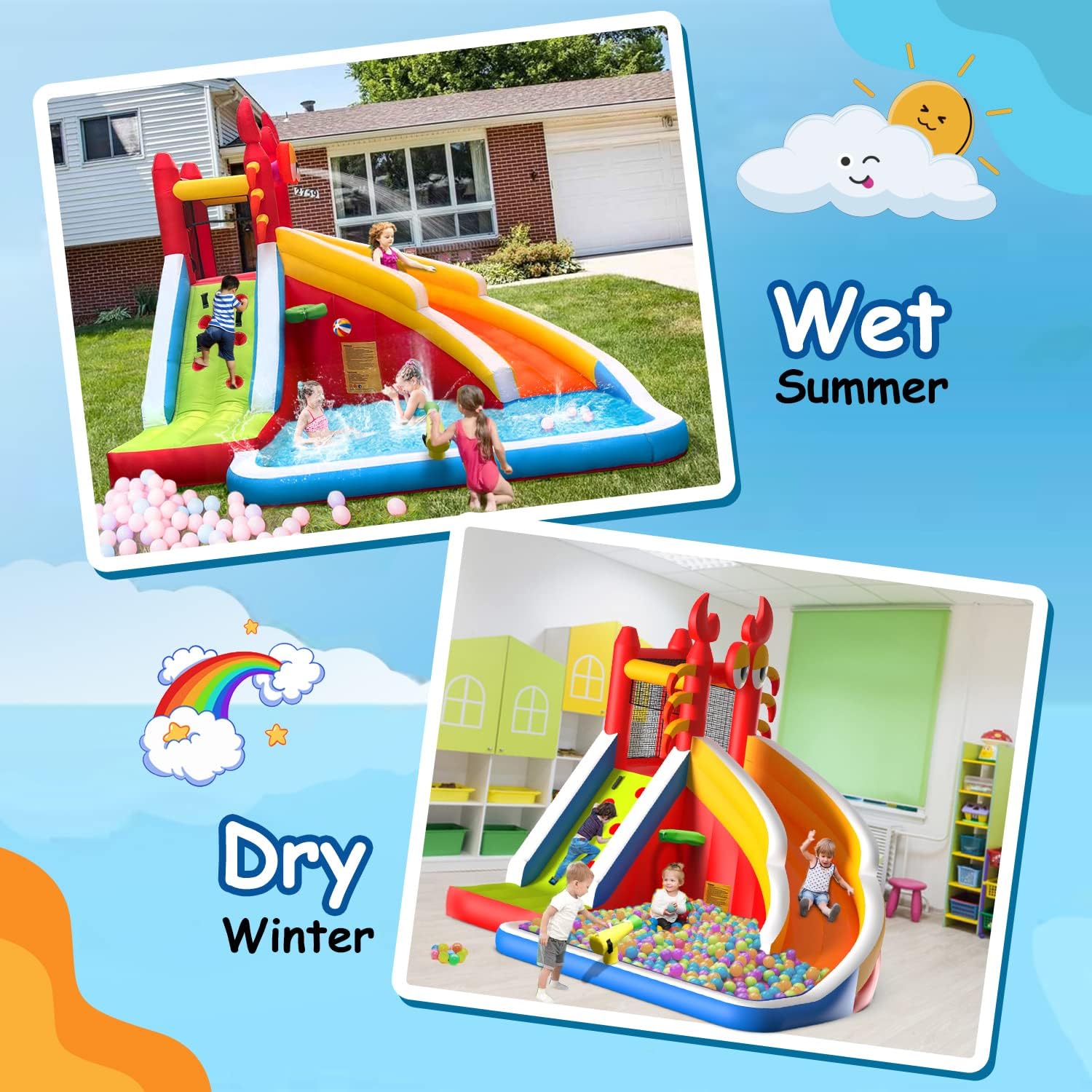 Großes Aufblasbares Hüpfhaus m – Kids Outdoor House With Slide Bewertung und Preis